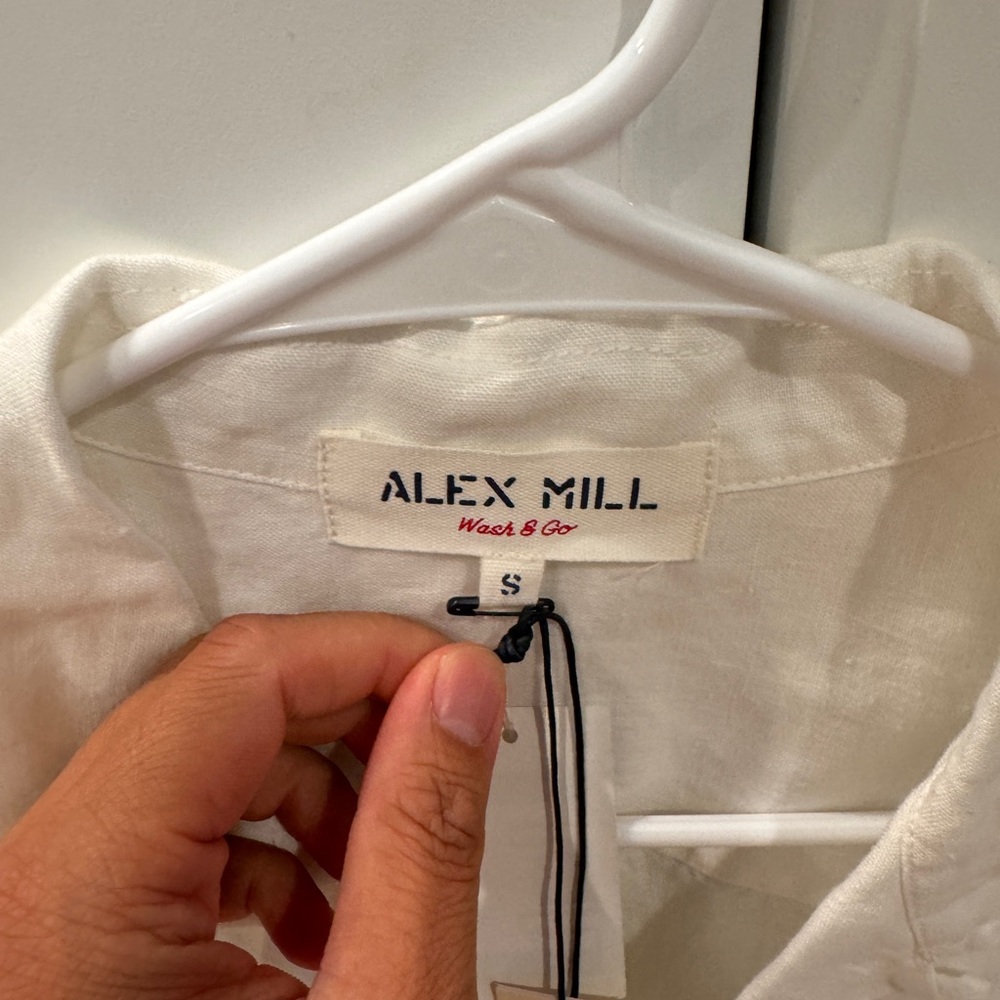 Brand new Alex Mill Men's camp White Button Down Shirt in linen size s - Picture 3 of 4
